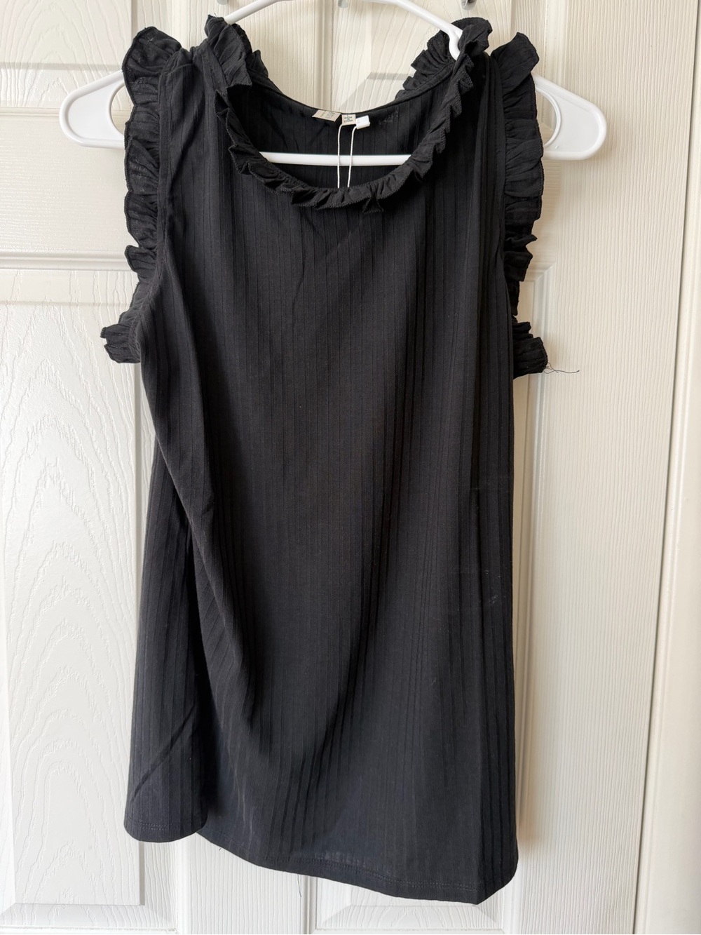 Hayden Black Ruffle-Trim Sleeveless Tank Top